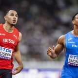 Jason Joseph (à gauche) s'est raté en finale du 110 m haies. KEYSTONE/MICHAEL BUHOLZER